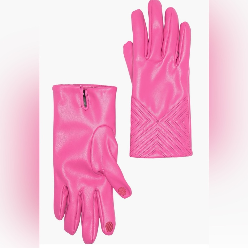 Vince Camuto Pink Faux Leather Gloves